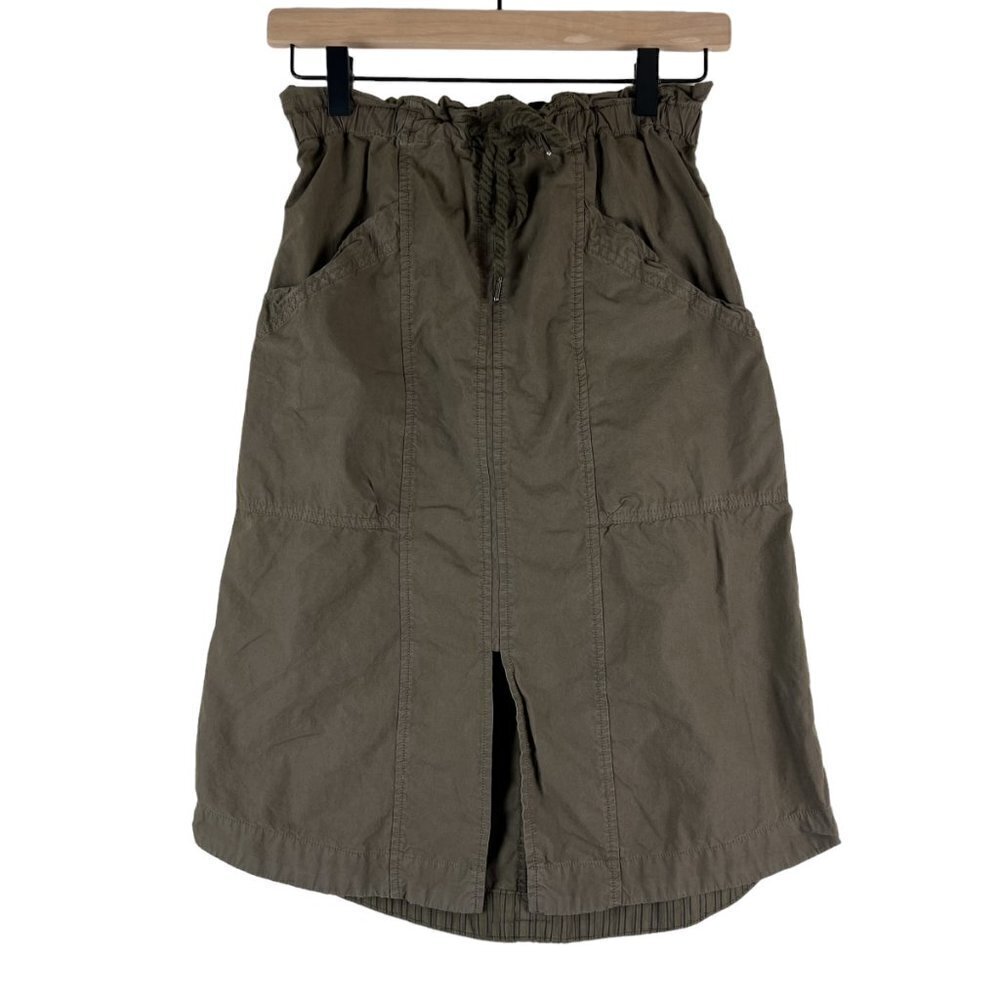 Anthropologie Pilcro Green Drawstring Waist Utility Midi Skirt